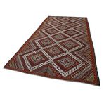 184x345 cm Geometrik Kilim Beyaz Geometrik Yün El Dokuma Modern Geometrik Etnik Eskitme Desenli Boho Oturma Odası Salon Yolluk Koridor Mutfak Halısı