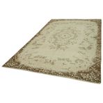 185x311 cm Vintage Bej Vintage Yün El Dokuma Modern Geometrik Etnik Eskitme Desenli Boho Oturma Odası Salon Yolluk Koridor Mutfak Halısı