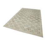 187x310 cm Kareli Kilim Bej Kareli Yün El Dokuma Modern Geometrik Etnik Eskitme Desenli Boho Oturma Odası Salon Yolluk Koridor Mutfak Halısı