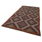 187x353 cm Geometrik Kilim Beyaz Geometrik Yün El Dokuma Modern Geometrik Etnik Eskitme Desenli Boho Oturma Odası Salon Yolluk Koridor Mutfak Halısı