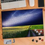 188 Şimşek Çakması ve Yol Manzarası 240 Parça Puzzle Yapboz Tablo