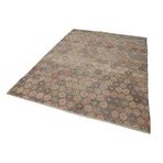 188x261 cm Kareli Kilim Bej Kareli Yün El Dokuma Modern Geometrik Etnik Eskitme Desenli Boho Oturma Odası Salon Yolluk Koridor Mutfak Halısı