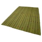 188x277 cm Geometrik Kilim Yeşil Geometrik Yün El Dokuma Modern Geometrik Etnik Eskitme Desenli Boho Oturma Odası Salon Yolluk Koridor Mutfak Halısı