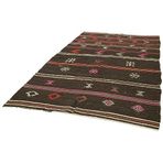 188x285 cm Çizgili Kilim Kahverengi Çizgili Yün El Dokuma Modern Geometrik Etnik Eskitme Desenli Boho Oturma Odası Salon Yolluk Koridor Mutfak Halısı