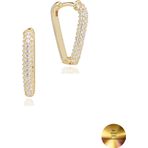 18k Serie Oro Zirkon Taşlı Üçgen Oval Gümüş Küpe