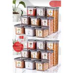 18'li Set Etiketli, Kırılmaz Kare Erzak Saklama Kabı Antrasit X6 1,75 Lt/1,2 Lt/0,5 Lt