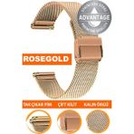 18mm-20mm-22mm-24mm-26mm saatlerle uyumlu paslanmaz çelik kalın hasır saat kordonu kayışı m16kh-r - 24 mm - Rose