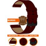 18mm-20mm-22mm-24mm saatlerle uyumlu crazy deri hakiki deri saat kordonu kayışı l10hwc-bordo-black - 24 mm