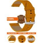 18mm-20mm-22mm-24mm saatlerle uyumlu crazy deri hakiki deri saat kordonu kayışı l10hwc-camel-sılver - 22 mm