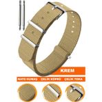 18mm-20mm-22mm-24mm saatlerle uyumlu nato kumaş tekstil saat kordonu kayışı n32nyl1-c - 18 mm - Krem