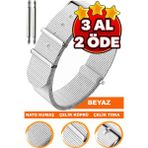 18mm-20mm-22mm-24mm saatlerle uyumlu nato kumaş tekstil saat kordonu kayışı n32nyl1-w - 20 mm - Beyaz