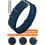 18mm-20mm-22mm-24mm saatlerle uyumlu nato kumaş tekstil saat kordonu kayışı n32nyl1b-l - 22 mm - Lacivert