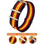 18MM-20MM-22MM-24MM Saatlerle Uyumlu Nato Kumaş Tekstil Saat Kordonu Kayışı Nato-Model-11 - 18 mm - 001-Renkli