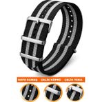 18MM-20MM-22MM-24MM Saatlerle Uyumlu Nato Kumaş Tekstil Saat Kordonu Kayışı Nato-Model-17 - 22 mm - 001-Renkli