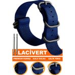 18mm-20mm-22mm-24mm saatlerle uyumlu premıum zulu nato kumaş tekstil saat kordonu kayışı z39nyl1b-l - 20 mm - Lacivert