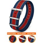 18MM-20MM-22MM-25MM Saatlerle Uyumlu Nato Kumaş Tekstil Saat Kordonu Kayışı Nato-Model-25 - 20 mm