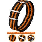 18MM-20MM-22MM-28MM Saatlerle Uyumlu Nato Kumaş Tekstil Saat Kordonu Kayışı Nato-Model-28 - 20 mm - 001-Renkli