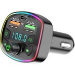 18W Telefon Araç Araba Çakmaklık Bluetooth Kablosuz Müzik Görüşme USB 3 In 1 Telefon Şarj - Siyah
