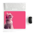 18X22 cm Desenli Baskılı Mouse Pad Kaymaz Kauçuk Taban Ofis ve Home Ofis Kullanımına Uygun Komik Yazılı Tasarım Yüksek Baskı Kaliteli Küçük Boy Mouse Pedi Bilgisayar Laptop Aksesuar (Pink Vibes Cat) - Ahşap