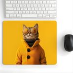 18x22 cm Desenli Baskılı Mouse Pad Kaymaz Kauçuk Taban Ofis ve Home Ofis Kullanımına Uygun Komik Yazılı Tasarım Yüksek Baskı Kaliteli Küçük Boy Mouse Pedi Bilgisayar Laptop Aksesuarı (Golden Cat)