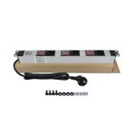 19" 1U 3'LÜ SCHUKO 3 ANAHTAR ALÜMİNYUM RACK KABİN GRUP PRİZİ PDU