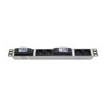 19" 1U 4'LÜ SCHUKO 2 SİGORTALI ALÜMİNYUM RACK KABİN GRUP PRİZİ