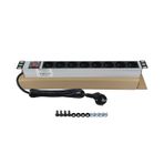 19" 1U 8'Lİ FRANSIZ UPS ANAHTARLI ALÜMİNYUM RACK KABİN PRİZİ PDU