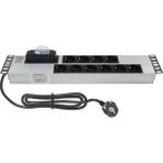 19" 2u 10'lı Schuko Sigortalı Alüminyum Rack Kabin Grup Prizi Pdu