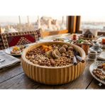 19 cm Bambu Çizğili Oyuk Kase Curve Salata Kasesi Sunum Kabı Doğal Mutfak Gereçleri - Ahşap