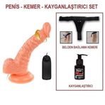 19 cm Belden Bağlamalı Gerçekçi Titreşimli Dildo Vibratör Penis Set - Adres Medikal