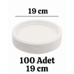 19 Cm Plastik Tabak 100 Adet Beyaz Tek Kullanımlık Parti Piknik Doğum Günü