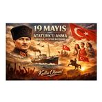 19 Mayıs 1919 Atatürk'ü Anma Gençlik ve Spor Bayramı Posteri, Vinil, 150x200 cm