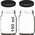 190 ml Metal Kapaklı Konserve Kavanozu 190 cc Şeffaf Bebek Mama Kavanoz 2 Adet - Siyah