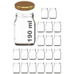 190 ml Metal Kapaklı Konserve Kavanozu 190 Cc Şeffaf Bebek Mama Kavanoz 20 Adet (Altın/Gold)