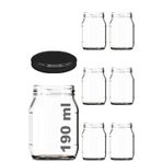 190 ml Metal Kapaklı Konserve Kavanozu 190 cc Şeffaf Bebek Mama Kavanoz 6 Adet - Siyah