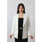 1906 Beyaz Çizgili Fermuarlı Cep Aksesuarlı Kadın Büyük Beden Blazer Ceket