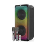 1908 Çift 8'' Bluetooth Karaoke Hoparlör -çift Kablosuz Mikrofonlu Kumandali Full Rgb İşikli Speaker Usb/aux/tf