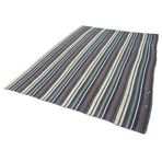 190x270 cm190x270 cm Chaput Kilim Mor Çizgili Yün El Dokuma Modern Geometrik Etnik Eskitme Desenli Boho Oturma Odası Salon Yolluk Koridor Mutfak Halısı