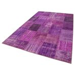 190x300 cm Kırk Yama Mor Yama Pamuklu Yün El Dokuma Modern Geometrik Etnik Eskitme Desenli Boho Oturma Odası Salon Yolluk Koridor Mutfak Halısı