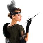 1920'LER Gatsby Aksesuar Seti – Siyah Charleston Saç Bandı & Sigaralık - STANDART