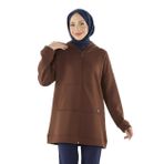 1929_Fermuarlı Tesettür Kapüşonlu Sweatshirt, 00561 Kahve, 38