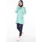 1929_Fermuarlı Tesettür Sweatshirt - Mint - 38
