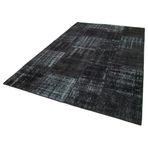 192x300 cm Kırk Yama Siyah Yama Pamuklu Yün El Dokuma Modern Geometrik Etnik Eskitme Desenli Boho Oturma Odası Salon Yolluk Koridor Mutfak Halısı