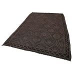 193x270 cm Geometrik Kilim Kahverengi Geometrik Yün El Dokuma Modern Geometrik Etnik Eskitme Desenli Boho Oturma Odası Salon Yolluk Koridor Mutfak Halısı