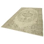 193x310 cm Vintage Bej Vintage Yün El Dokuma Modern Geometrik Etnik Eskitme Desenli Boho Oturma Odası Salon Yolluk Koridor Mutfak Halısı