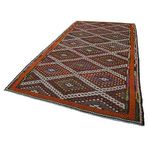 194x363 cm Geometrik Kilim Beyaz Geometrik Yün El Dokuma Modern Geometrik Etnik Eskitme Desenli Boho Oturma Odası Salon Yolluk Koridor Mutfak Halısı