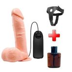 19,5 cm Belden Bağlamalı Gerçekçi Titreşimli Dildo Vibratör Penis - Adres Medikal