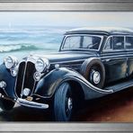 1950 Horch Klasik Araba Motifli Kanvas Tablo DBSANAT11932