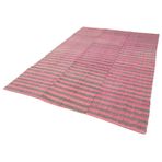 195x290 cm Çizgili Kilim Pembe Çizgili Yün El Dokuma Modern Geometrik Etnik Eskitme Desenli Boho Oturma Odası Salon Yolluk Koridor Mutfak Halısı