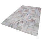 195x295 cm Kırk Yama Gri Yama Pamuklu Yün El Dokuma Modern Geometrik Etnik Eskitme Desenli Boho Oturma Odası Salon Yolluk Koridor Mutfak Halısı